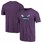 Charlotte Hornets Purple Distressed Logo Fanatics Branded Tri-Blend T-Shirt